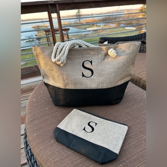 Beach Bags with Makeup Bag Travel Essential, New letter S canvas - Picture 1 of 7